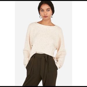 Express Ivory/Tan Sequin Sweater - size L